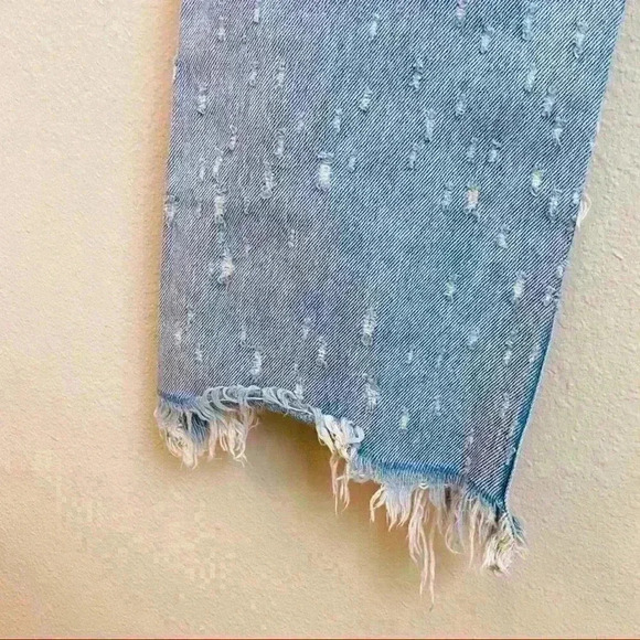 Carmar heavily distressed destroyed straight crop light wash jeans button fly 26 - Picture 14 of 16